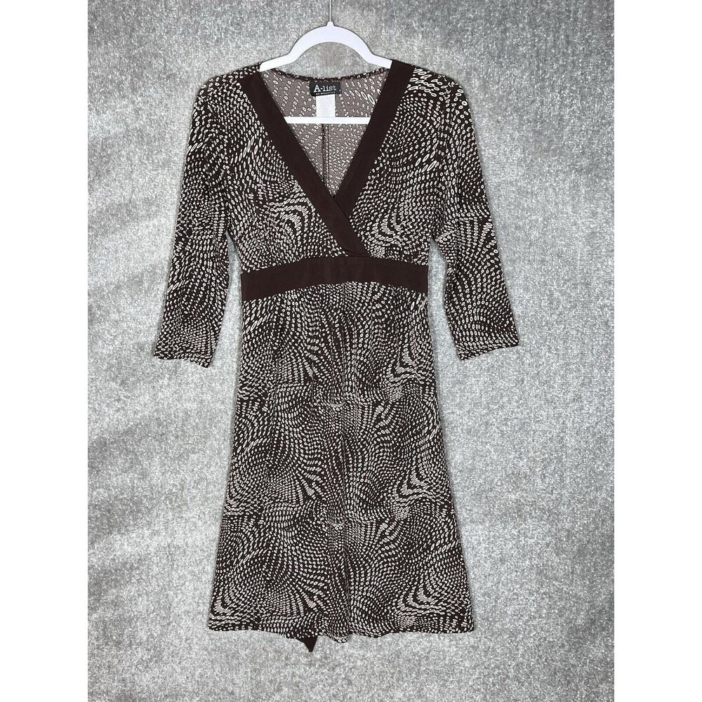 A-List By Wrapper Dress Womens Size Medium Brown Geometric Stretch Y2K VTG USA‎